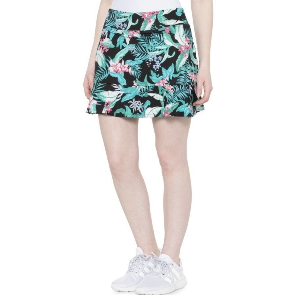 Tommy Bahama Skort UPF50 skirt Black Green Flounce Golf Tennis Pickleball SZ XL